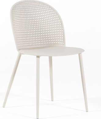 Siediti Fuori e Dentro Set de 2 sillas de resina efecto trenzado con patas de metal crema