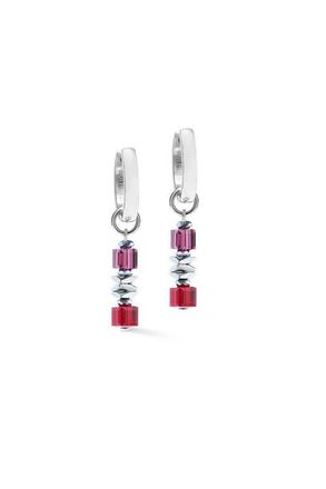 Coeur de Lion Wave Cube Flow Silver Hoop Earrings in Red at Nordstrom