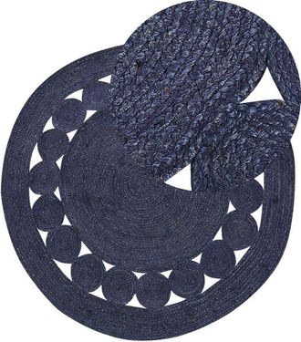 Beliani Rug KOYUNLU Dark Blue &oslash; 120 cm Jute