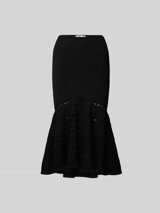 Victoria Beckham Flared Midirock mit Lochstickerei in Black, Gr&ouml;&szlig;e XS