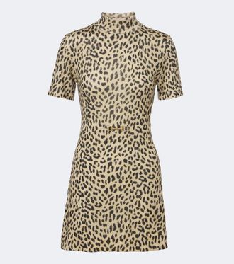 Rixo Kylie leopard-print wool sweater dress