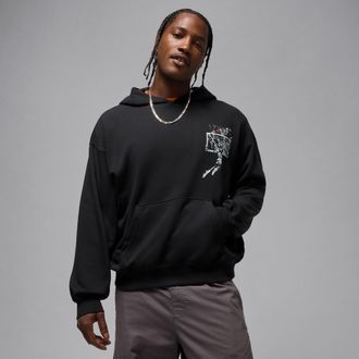 Nike Jordan Mens Jordan Brooklyn Oversized Pullover Hoodie in Black | IF5853-010