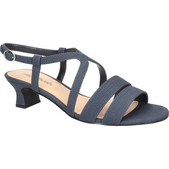 Easy Street Blissful Ankle Strap Sandal in Navy Linen at Nordstrom, Size 6.5