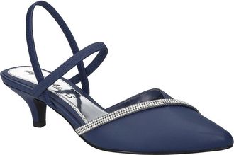 Easy Street Unna Kitten Heel Pump in Navy Satin With Stones at Nordstrom Rack, Size 6.5