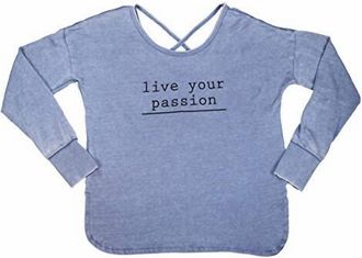 Ideology Womens Graphic Strappy Back Long Sleeve Top In Infinity