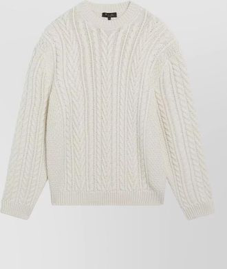 Loro Piana cable knit crew neck sweater ribbed cuffs hem