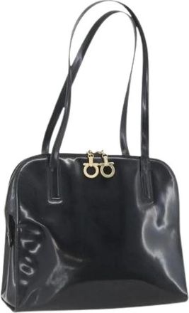 Ferragamo Pre-owned Gecoat Canvas Schoudertas - Dames - Vintage Schoudertas - Zwart - ONE Size - Vintage