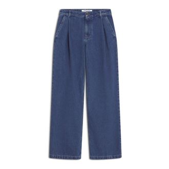 Maison Kitsuné Straight Fit Jeans, female, Blue, W26, Relaxed Fit Pleated Jeans