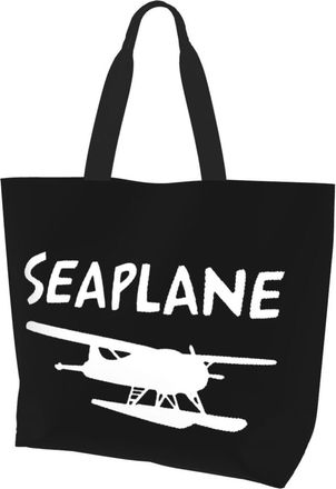 AOOEDM Seaplane Ladies Canvas Tote Reusable Shopping Bag