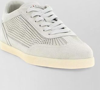 Kiton suede sneakers perforated design rubber sole