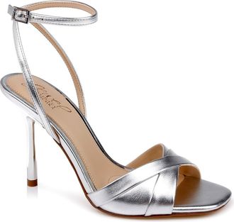Badgley Mischka Parisa Ankle Strap Sandal in Silver Metallic at Nordstrom, Size 8.5