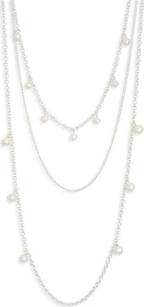 Karine Sultan Faux Pearl Layered Necklace in Silver at Nordstrom Rack