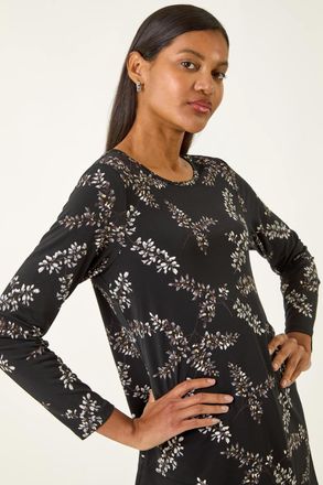 Roman Floral Print Chiffon Hem Top