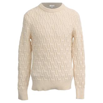 Sandro Sandro Cable-Knit Crewneck Sweater in Cream Wool