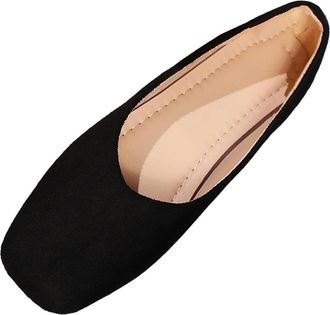 Generic Womens Loafers Ladies Slip On Pumps Shoes Solid Color Fashionable Lightweight Comfortable Non-Slip Classic Casual Walking Shoes Work Leisure Black