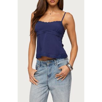 Edikted Michal Eyelet Camisole in Navy at Nordstrom, Size X-Small