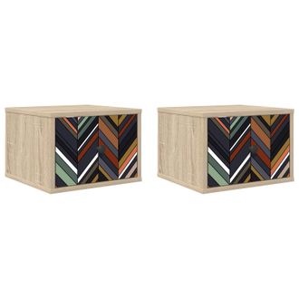 vidaXL Mobiletto Da Comodino A Parete Ommen 2 Pz Rovere Sonoma Vidaxl