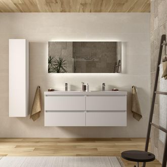 Cygnus Bath Mueble De Ba&ntilde;o Bequia 140 Cm Blanco Mate Con Lavabo De Porcelana