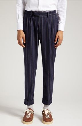 Eleventy Pinstripe Wool & Cashmere Stretch Flannel Suit in Navy at Nordstrom, Size 40 Us