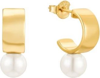 Untamed Petals Leah Pearl Hoops in Gold at Nordstrom