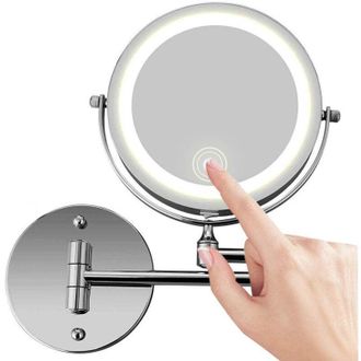 OEM Espejo De Maquillaje De Pared, Espejo De Tocador Led De Doble Cara Con Aumento De 10x Para Ba&ntilde;o, Giratorio 350&deg;, Recargable Por Usb Y Brazo Extensible