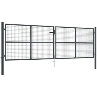 vidaXL Puerta De Jard&iacute;n De Malla Acero Galvanizado 400 X 125 Cm Gris Vidaxl