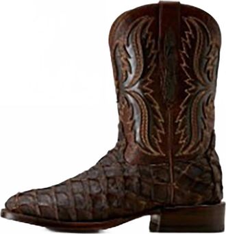 Ariat Mens Pirarucu Fish Ashwood Exotic Tekstep Cowboy Boot In Java/chocolate