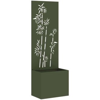 vidaXL Macetero De Jard&iacute;n Con Panel Decorativo Verde Oliva 50 X 140 Cm Vidaxl