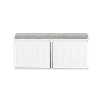 SoBuy Banco zapatero para entrada de asiento con 2 puertas blanco