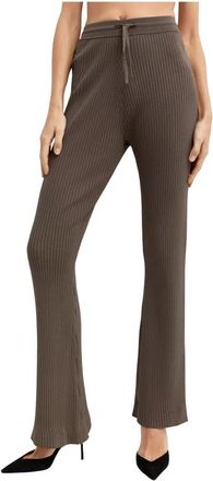 Nanushka Ribgebreide flared broek - Dames - Wijde Broeken - Grijs - S - Nylon - Broeken
