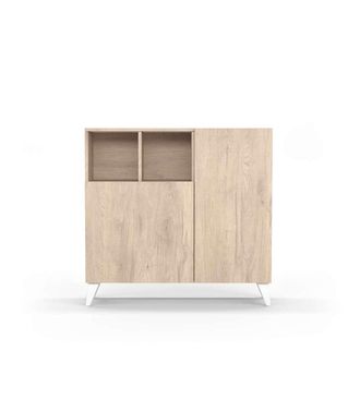HERDASA Herdasa - Zapatero Modelo 510, Acabado Roble Claro, Patas Blanco, 90x90x26 (alto X Ancho X Fondo)