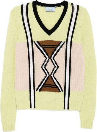 Prada Maglione con scollo a V - Toni neutri