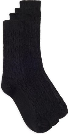 Hue Assorted 2-Pack Cable Crew Socks in Black at Nordstrom