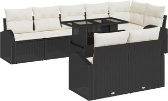 vidaXL Vidaxl - Garden Sofa Set 9 pcs Black and cream 100 x 55 x 73 cm