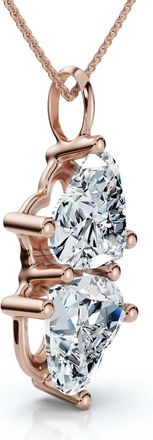 Pompeii3 4Ct Certified Toi Et Moi Heart Shape Pendant 14k Gold Necklace Lab Grown