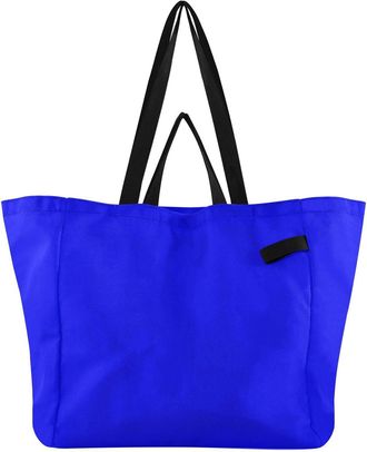 Generic Blue print Reusable Canvas Tote Bag, Heavy Duty Grocery Shopping Bag with Double Handles Hard Bottom Large Capacity Work Groceries Travel