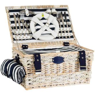 Les Jardins de la Comtesse Les Jardins de la Comtesse - Cestino da Picnic Marine per 4 Persone, Completo con scompartimento isotermico - Dimensioni: 45x31x24cm