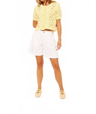 John & Jenn Lorenzo Short Sleeve Cardigan In Limonada