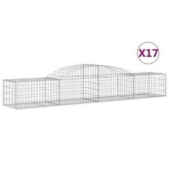 Berkfield Home Arched Gabion Baskets 17 pcs 300x50x40/60 cm Galvanised Iron in Silver