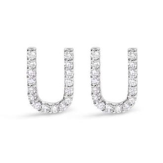 House of Brilliance 10K Gold 1/10 Cttw Diamond Initial A to Z Stud Earring in White Gold | U at Nordstrom