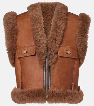 Chlo&eacute; Chlo&eacute; Gilet in pelle con shearling