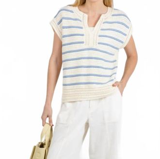 M&eacute;lissa Nepton Teresa Sweater Top In Cream Blue