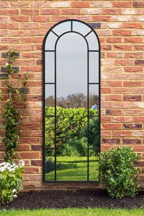 MirrorOutlet Black Framed Arched Leaner Garden Wall Mirror 67 X 24 (170 X 60CM) | Size: 1 Pack