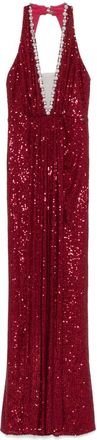 Nissa sequinned halterneck maxi dress - Red