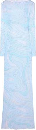 Pucci marmo-print tulle maxi dress - women - Polyamide - 48 - Blue