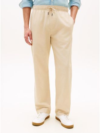 Tommy Hilfiger Mens Cotton-Linen Blend Relaxed Pant - Beige - XXXL