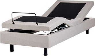 Beliani Adjustable Bed without Headboard Fabric DUKE 80 x 200 cm (EU Small Single) Beige