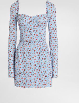 Dolce & Gabbana Small Rose-print Short Charmeuse Dress - Woman Dresses Multicolor 36