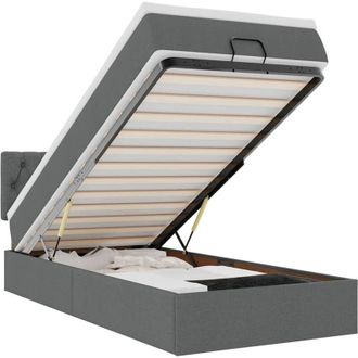 vidaXL Cama Otomana Con Colch&oacute;n Gris Oscuro 90x200 Cm Tela Vidaxl
