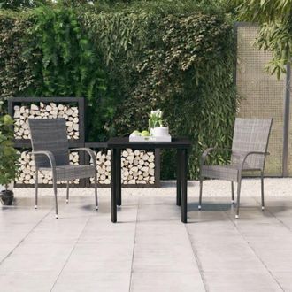 vidaXL Set da Pranzo per Giardino 7 pz con Cuscini Grigio e Nero - Vidaxl
